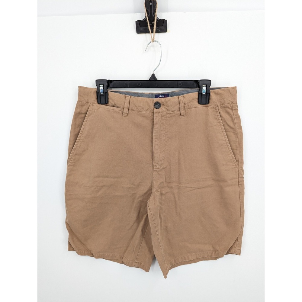 Johnnie O Men's Khaki Tencel Linen Flat Front Chino Shorts, Size 33, 9"